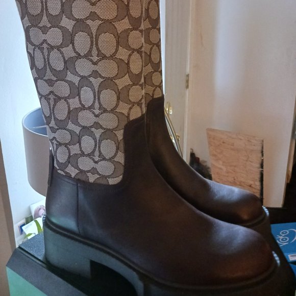 COACH Women's Lilli Buckled-Strap Block-Heel Riding Boots - Picture 1 of 9